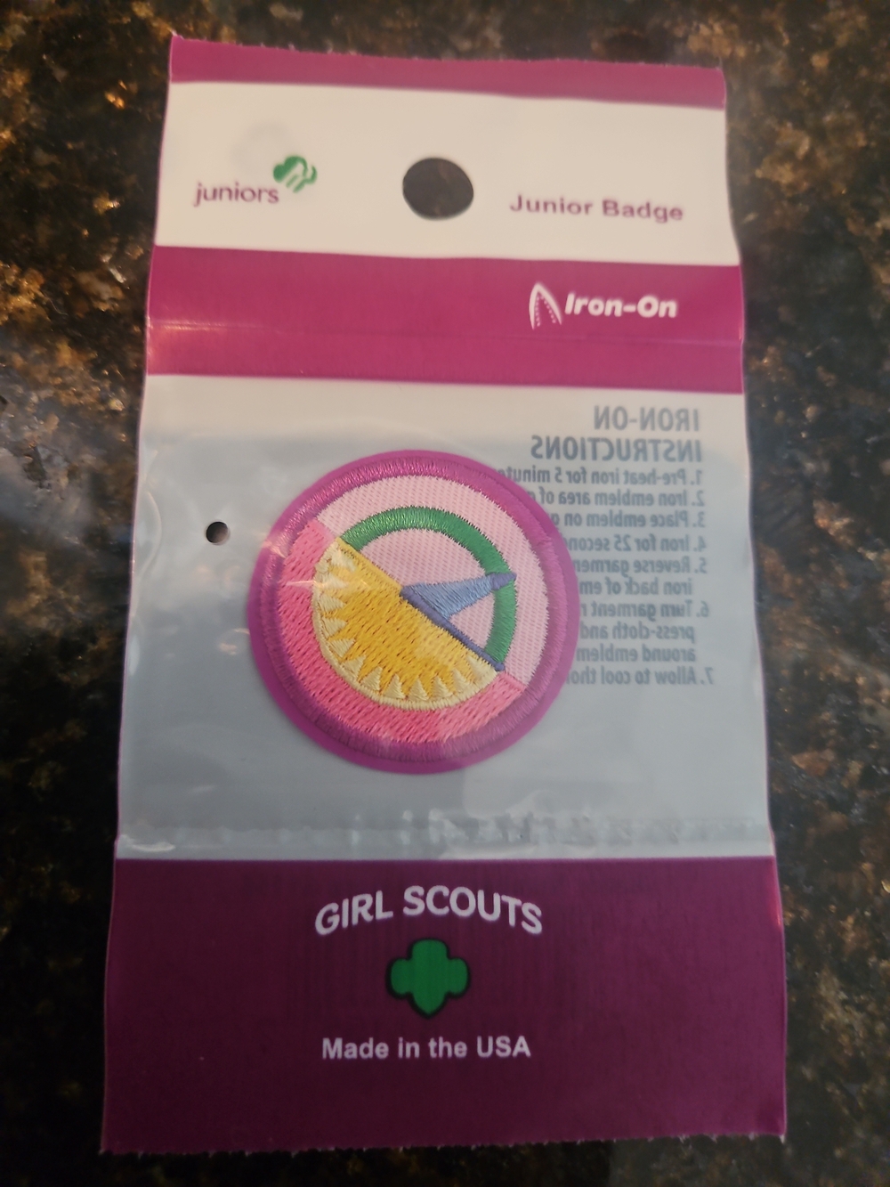 Girl Scouts Pink Numbers In Nature Iron-On Junior Badge